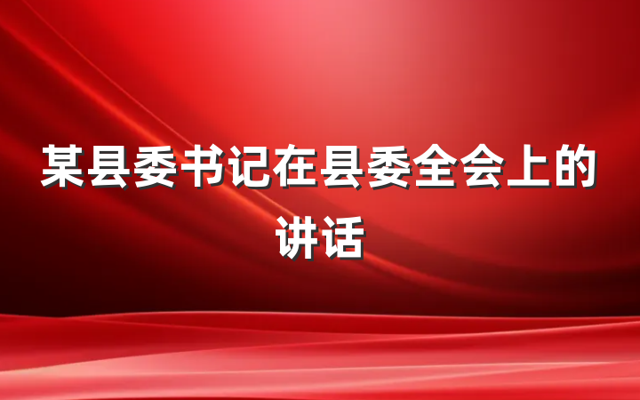 某县委书记在县委全会上的讲话
