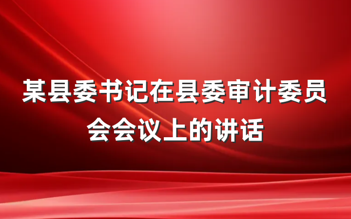 某县委书记在县委审计委员会会议上的讲话