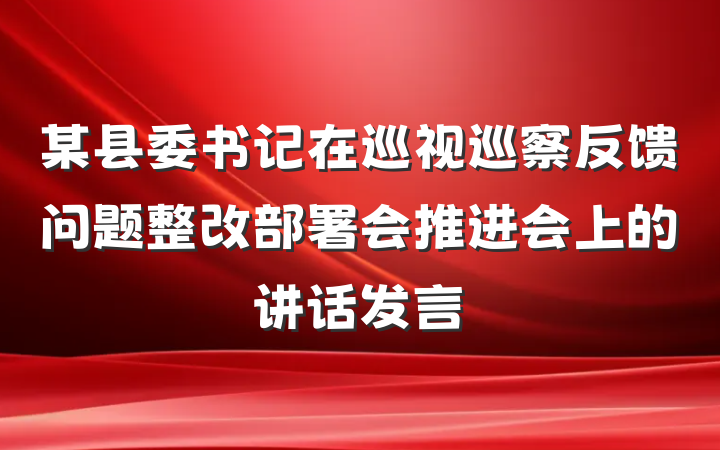 某县委书记在巡视巡察反馈问题整改部署会推进会上的讲话发言
