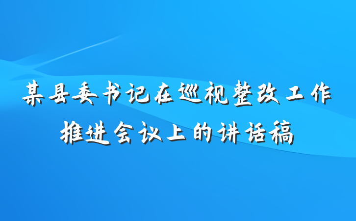 某县委书记在巡视整改工作推进会议上的讲话稿
