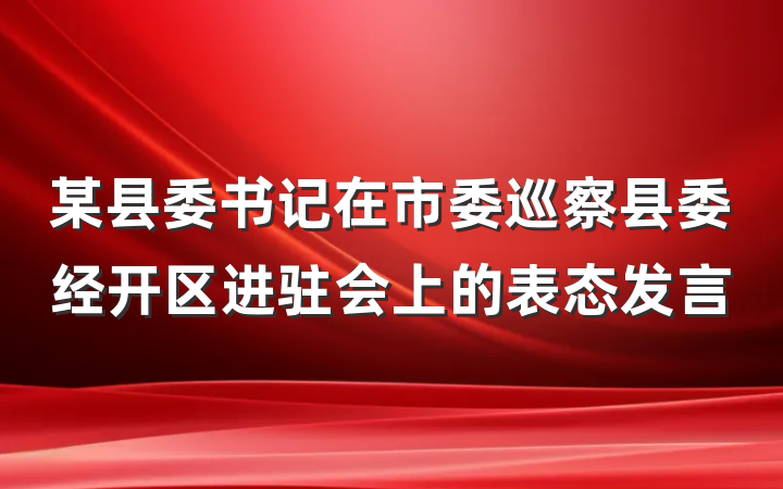 某县委书记在市委巡察县委经开区进驻会上的表态发言
