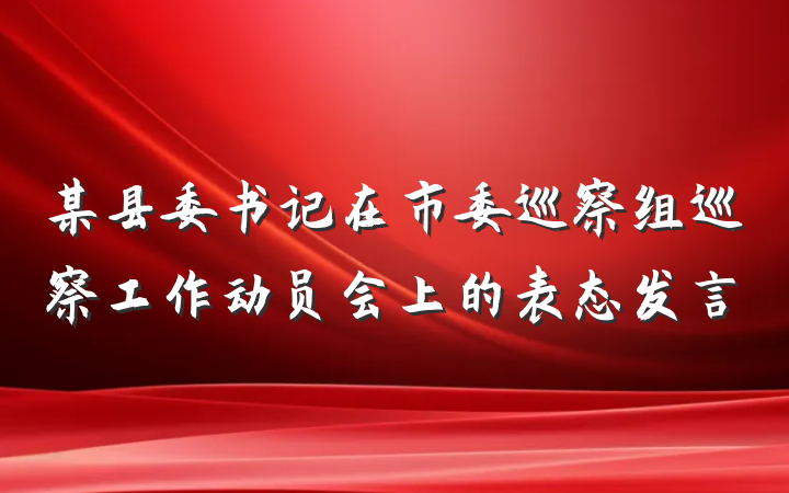 某县委书记在市委巡察组巡察工作动员会上的表态发言