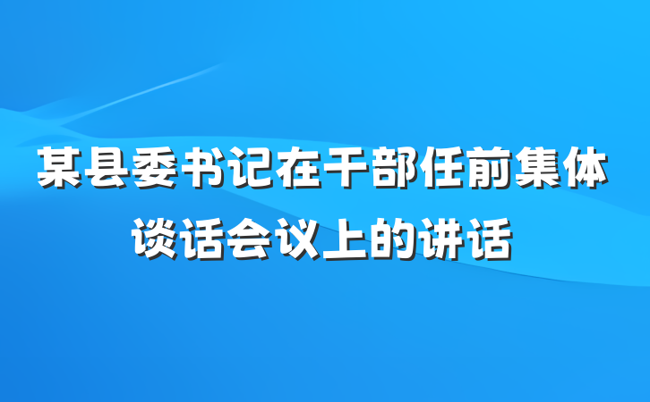 某县委书记在干部任前集体谈话会议上的讲话