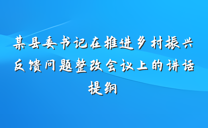 某县委书记在推进乡村振兴反馈问题整改会议上的讲话提纲