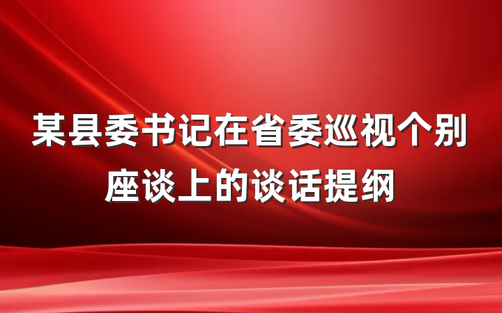 某县委书记在省委巡视个别座谈上的谈话提纲