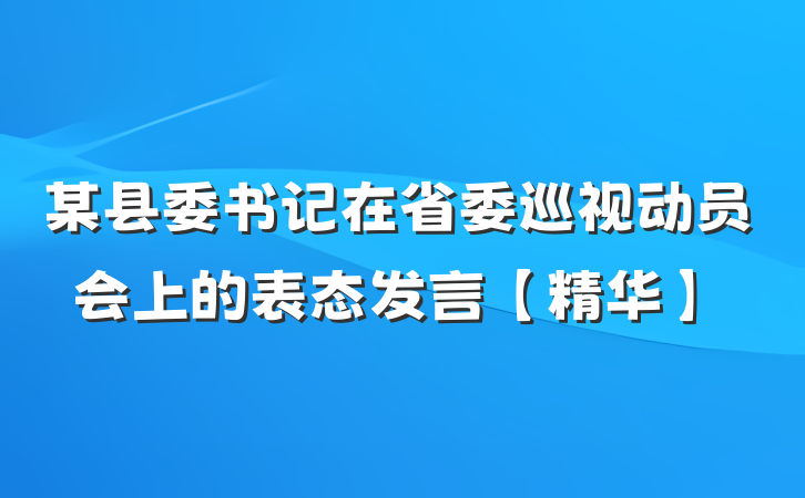 某县委书记在省委巡视动员会上的表态发言【精华】
