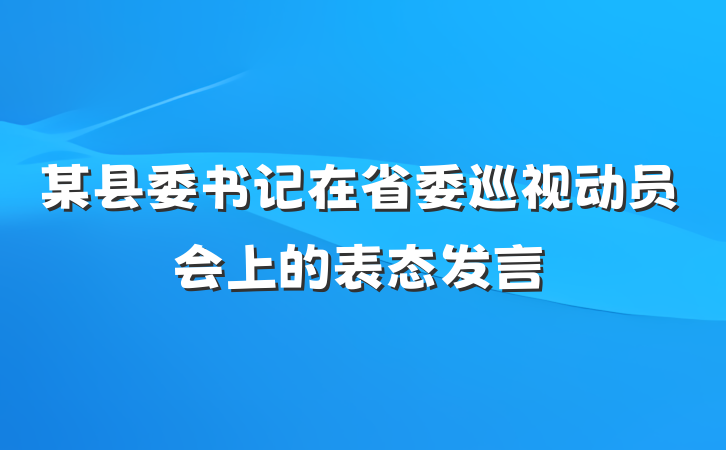 某县委书记在省委巡视动员会上的表态发言