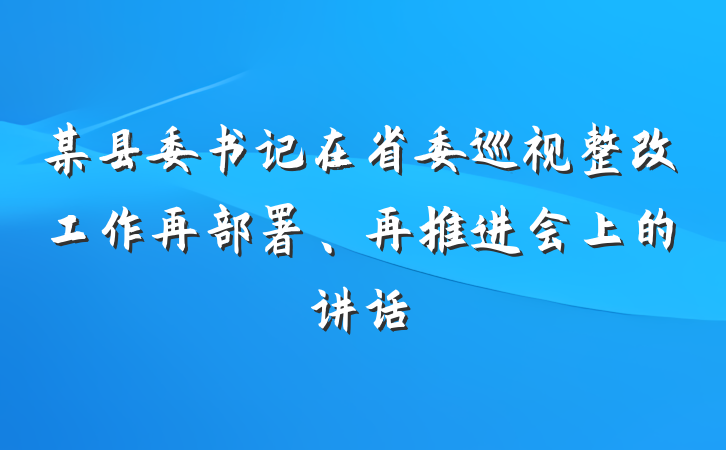 某县委书记在省委巡视整改工作再部署、再推进会上的讲话