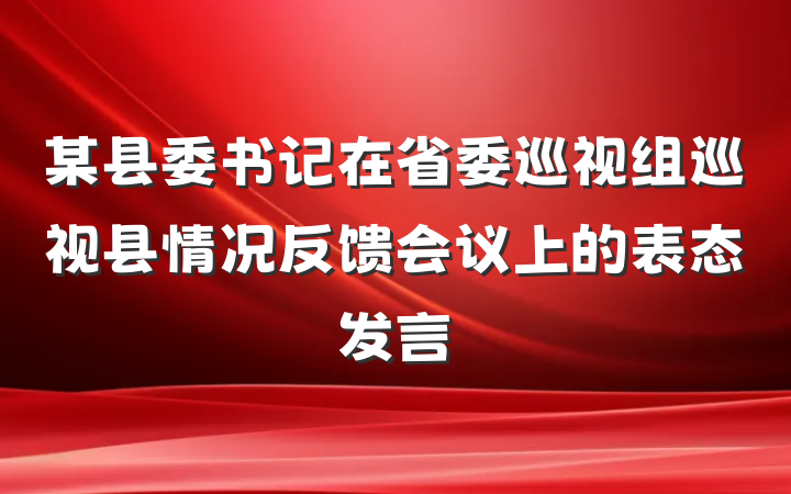某县委书记在省委巡视组巡视县情况反馈会议上的表态发言