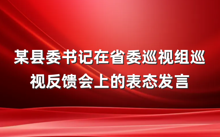 某县委书记在省委巡视组巡视反馈会上的表态发言