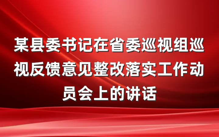 某县委书记在省委巡视组巡视反馈意见整改落实工作动员会上的讲话