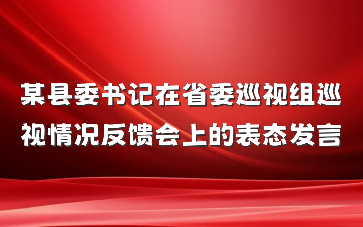 某县委书记在省委巡视组巡视情况反馈会上的表态发言