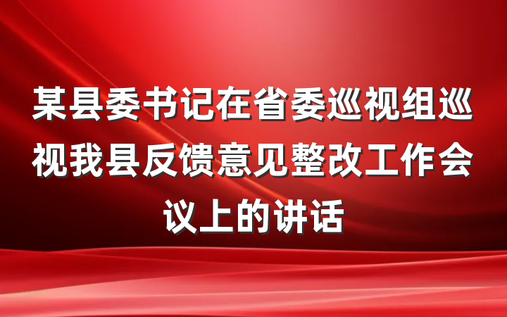 某县委书记在省委巡视组巡视我县反馈意见整改工作会议上的讲话