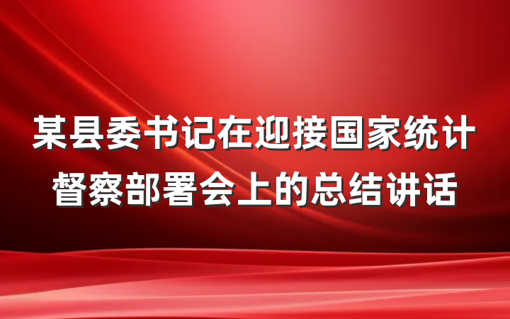 某县委书记在迎接国家统计督察部署会上的总结讲话