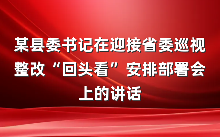某县委书记在迎接省委巡视整改“回头看”安排部署会上的讲话
