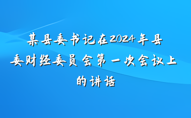 某县委书记在2024年县委财经委员会第一次会议上的讲话