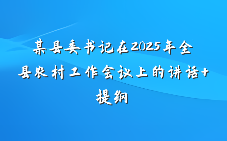 某县委书记在2025年全县农村工作会议上的讲话 提纲