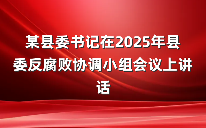 某县委书记在2025年县委反腐败协调小组会议上讲话