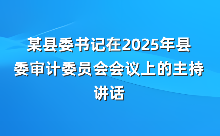某县委书记在2025年县委审计委员会会议上的主持讲话