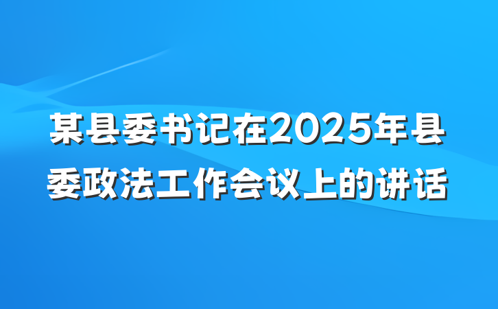某县委书记在2025年县委政法工作会议上的讲话