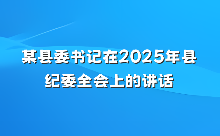 某县委书记在2025年县纪委全会上的讲话