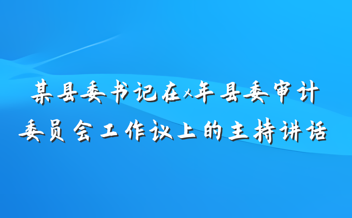 某县委书记在x年县委审计委员会工作议上的主持讲话