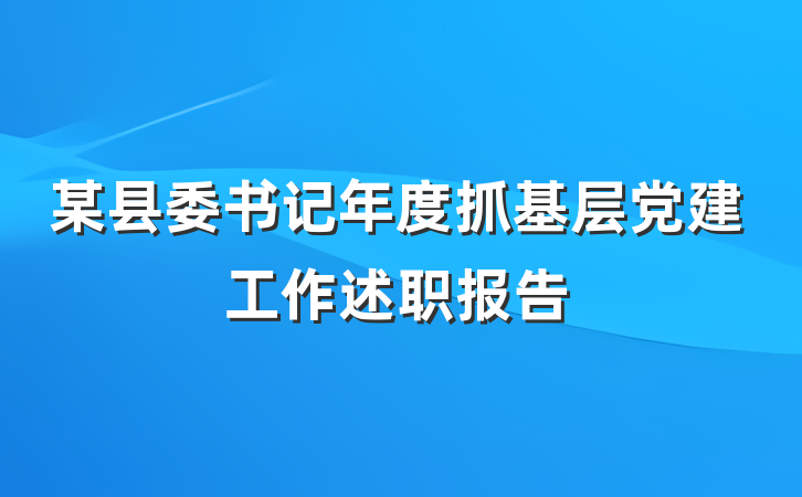 某县委书记年度抓基层党建工作述职报告