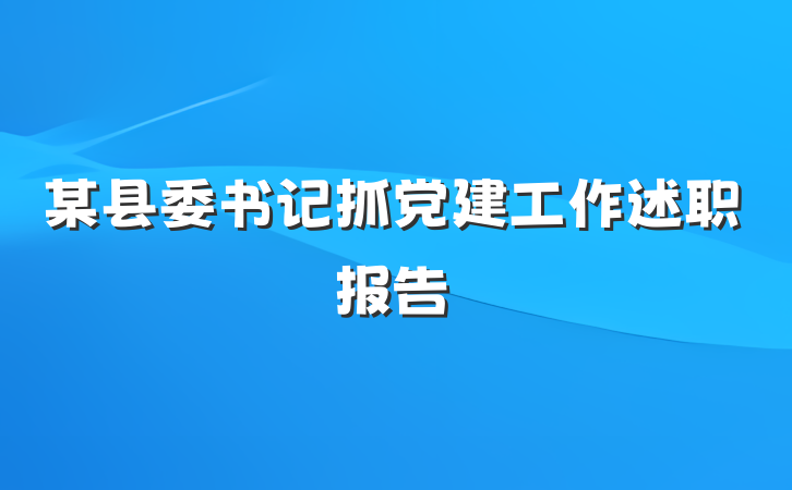 某县委书记抓党建工作述职报告