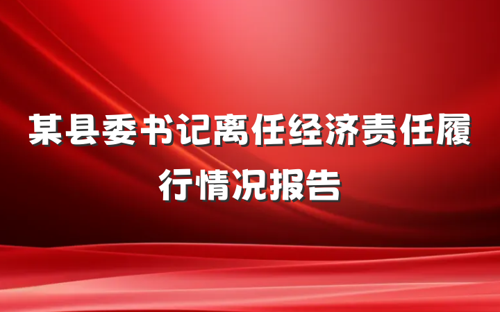 某县委书记离任经济责任履行情况报告