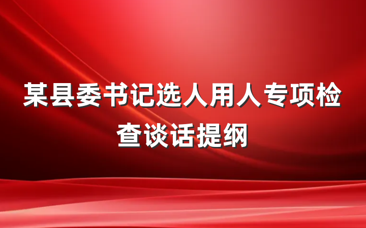 某县委书记选人用人专项检查谈话提纲