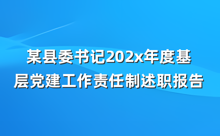 某县委书记202x年度基层党建工作责任制述职报告