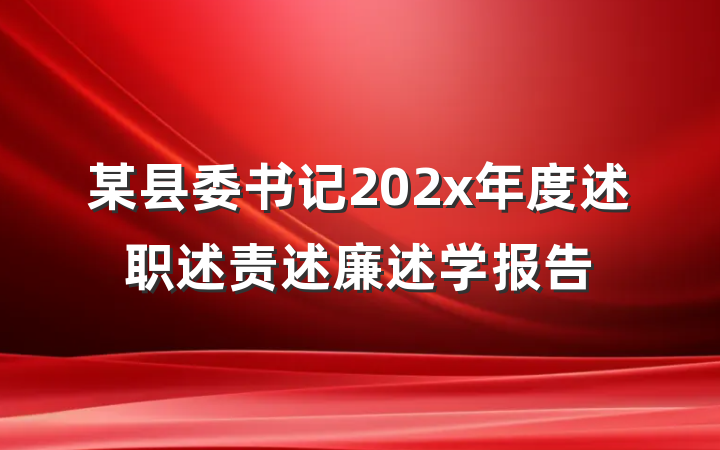 某县委书记202x年度述职述责述廉述学报告