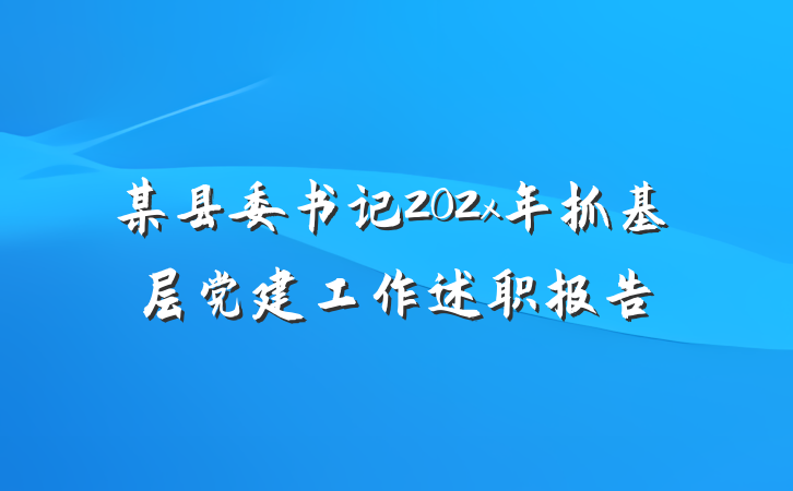 某县委书记202x年抓基层党建工作述职报告