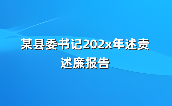 某县委书记202x年述责述廉报告