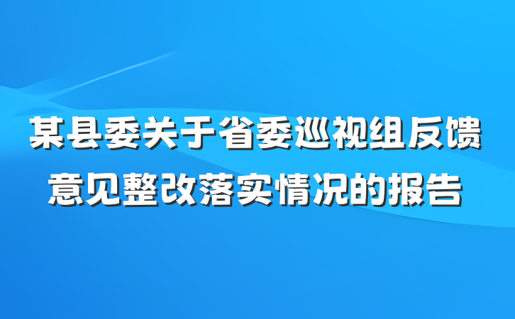 某县委关于省委巡视组反馈意见整改落实情况的报告