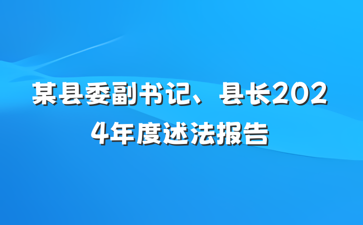 某县委副书记、县长2024年度述法报告
