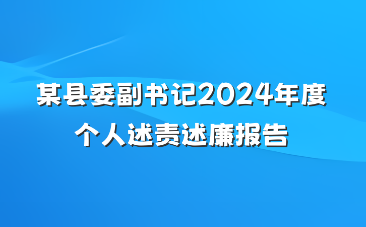 某县委副书记2024年度个人述责述廉报告