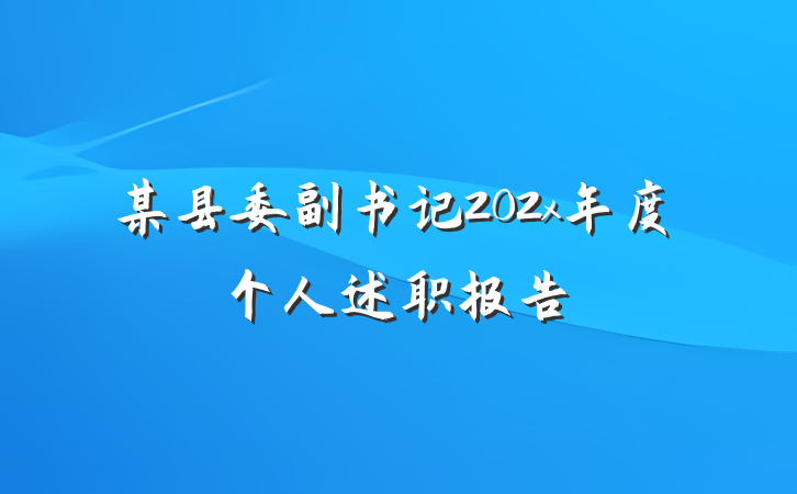 某县委副书记202x年度个人述职报告