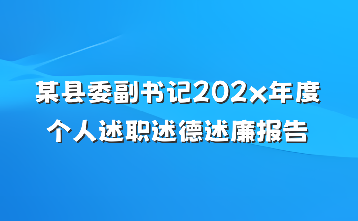 某县委副书记202x年度个人述职述德述廉报告