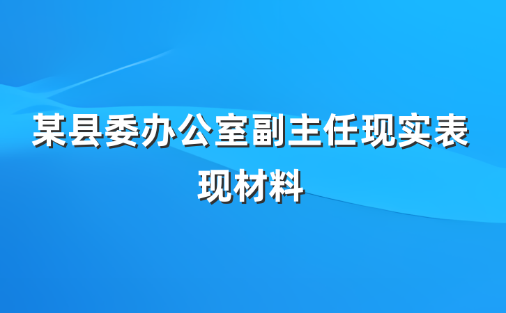 某县委办公室副主任现实表现材料
