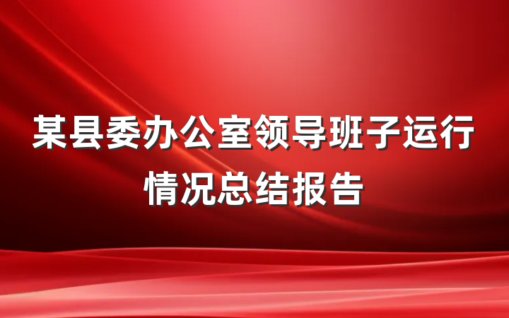 某县委办公室领导班子运行情况总结报告