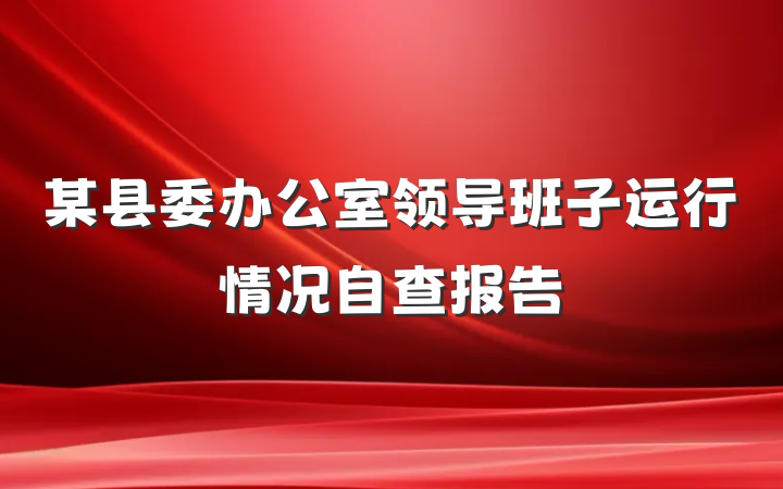 某县委办公室领导班子运行情况自查报告