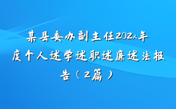 某县委办副主任202x年度个人述学述职述廉述法报告（2篇）