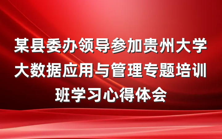 某县委办领导参加贵州大学大数据应用与管理专题培训班学习心得体会