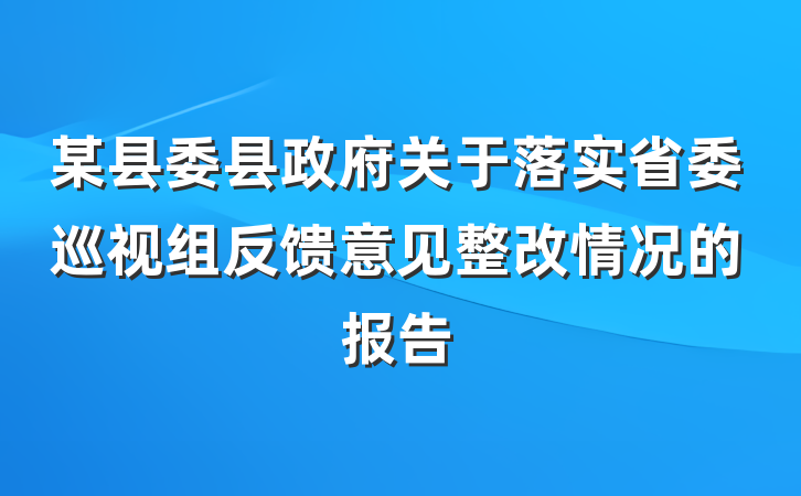 某县委县政府关于落实省委巡视组反馈意见整改情况的报告