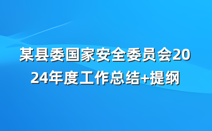 某县委国家安全委员会2024年度工作总结 提纲