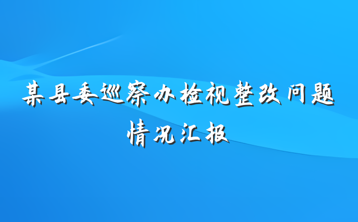 某县委巡察办检视整改问题情况汇报