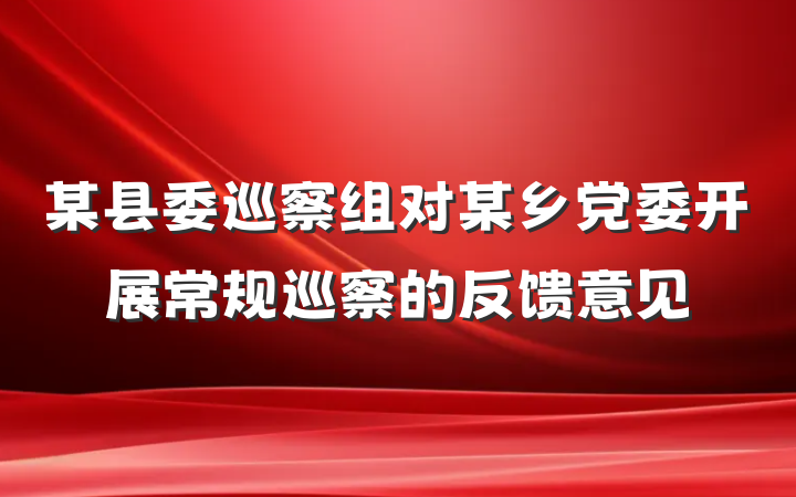 某县委巡察组对某乡党委开展常规巡察的反馈意见