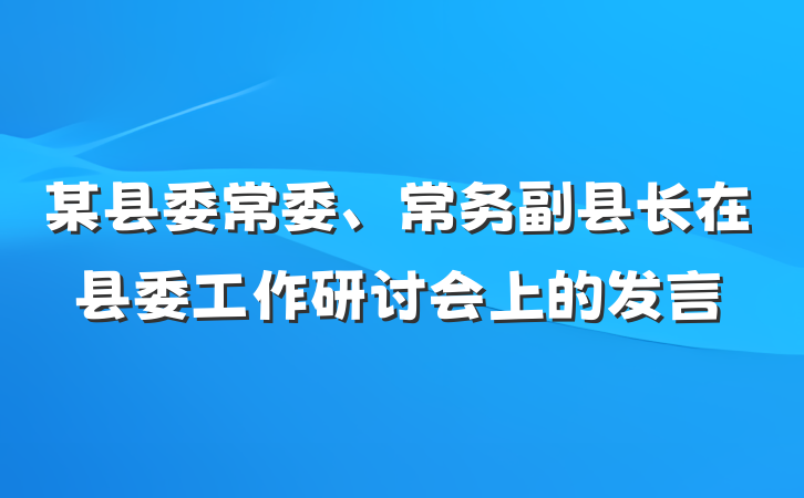 某县委常委、常务副县长在县委工作研讨会上的发言