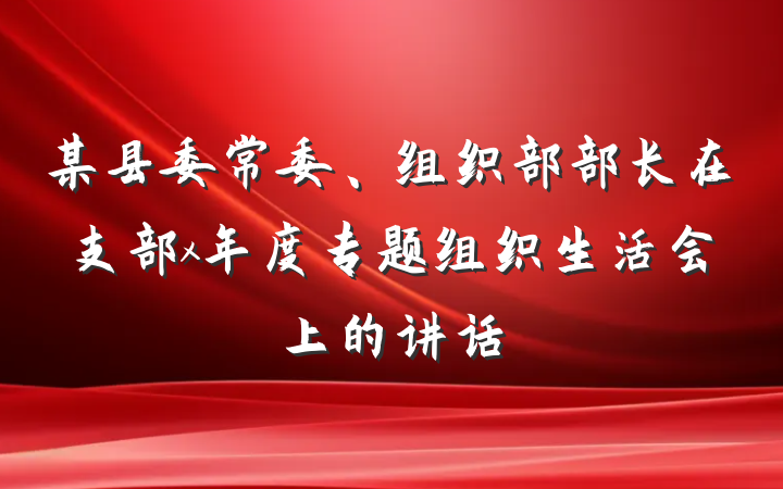 某县委常委、组织部部长在支部x年度专题组织生活会上的讲话